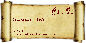 Csaknyai Iván névjegykártya