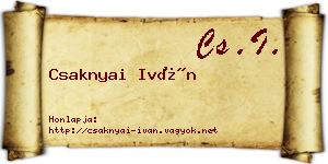 Csaknyai Iván névjegykártya